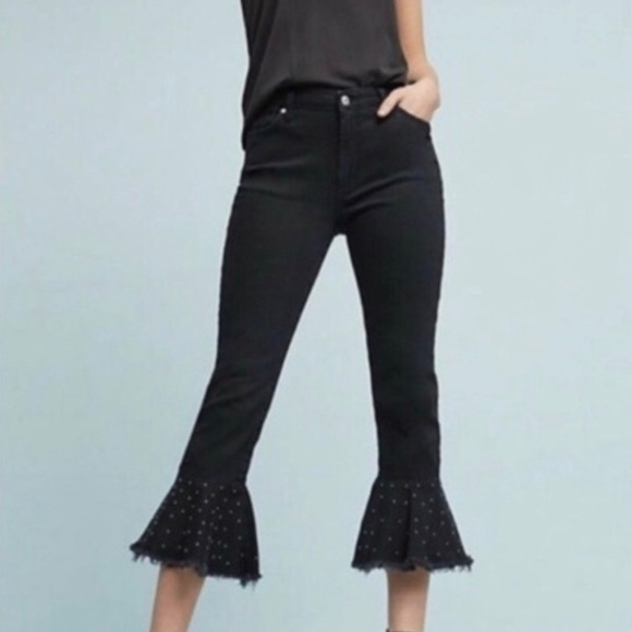 Anthropologie Denim - Anthropologie Pilcro & The Letterpress Studded Kick Flare Jeans Black Cropped 26
